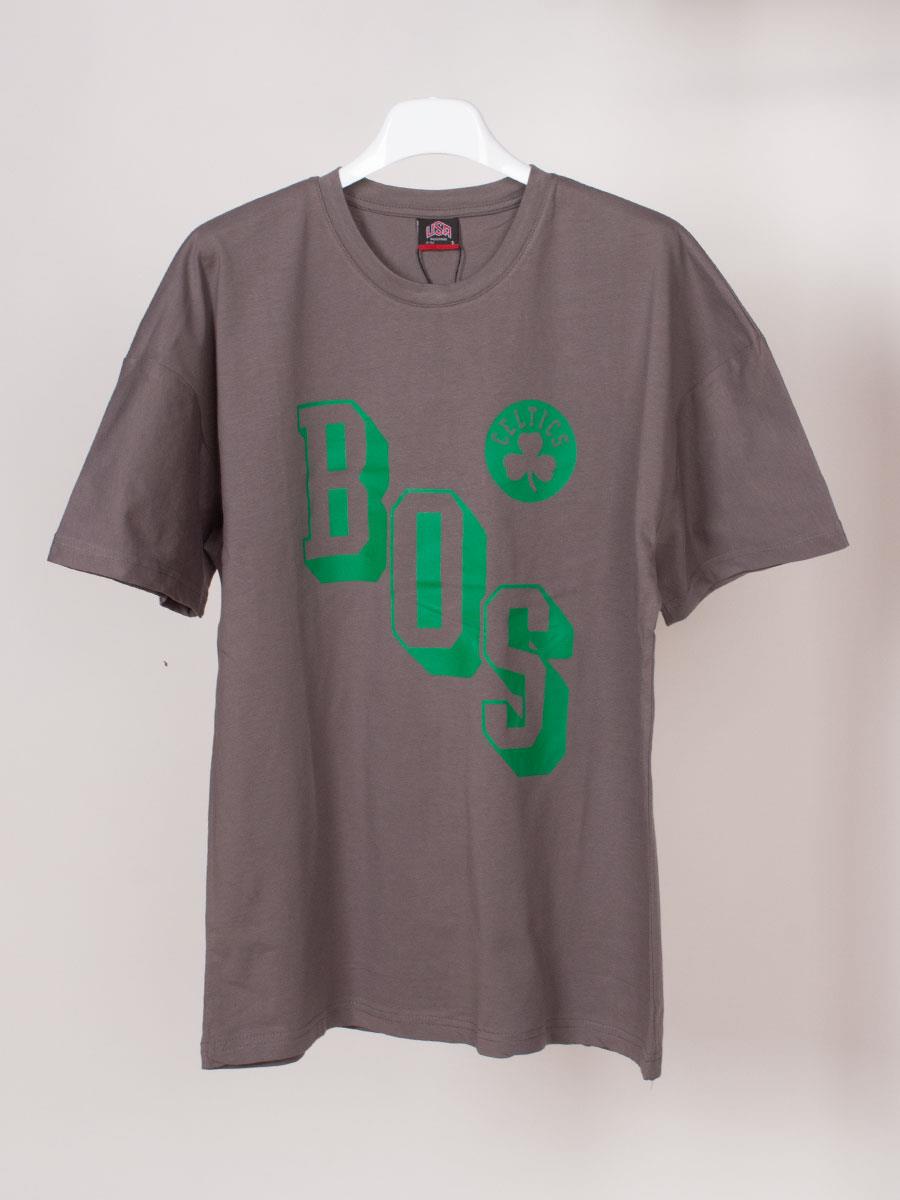 Boston Celtics Baskılı Gri Basketbol Oversize Tişört NT574 Boston Celtics Baskılı Gri Basketbol Oversize Tişört NT574