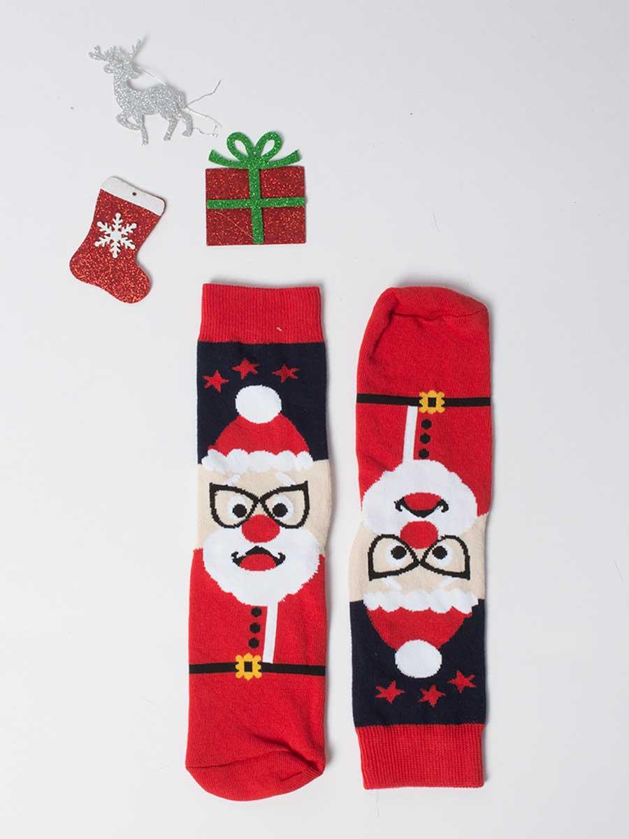Yılbaşı Gözlüklü Noel Baba Desenli Çorap Yılbaşı Gözlüklü Noel Baba Desenli Çorap