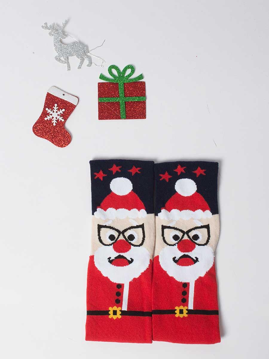Yılbaşı Gözlüklü Noel Baba Desenli Çorap Yılbaşı Gözlüklü Noel Baba Desenli Çorap